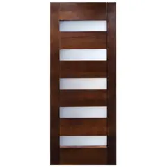 MULTIMARCA - Puerta Pino 5 vidrios color Cerezo incluye vidrios