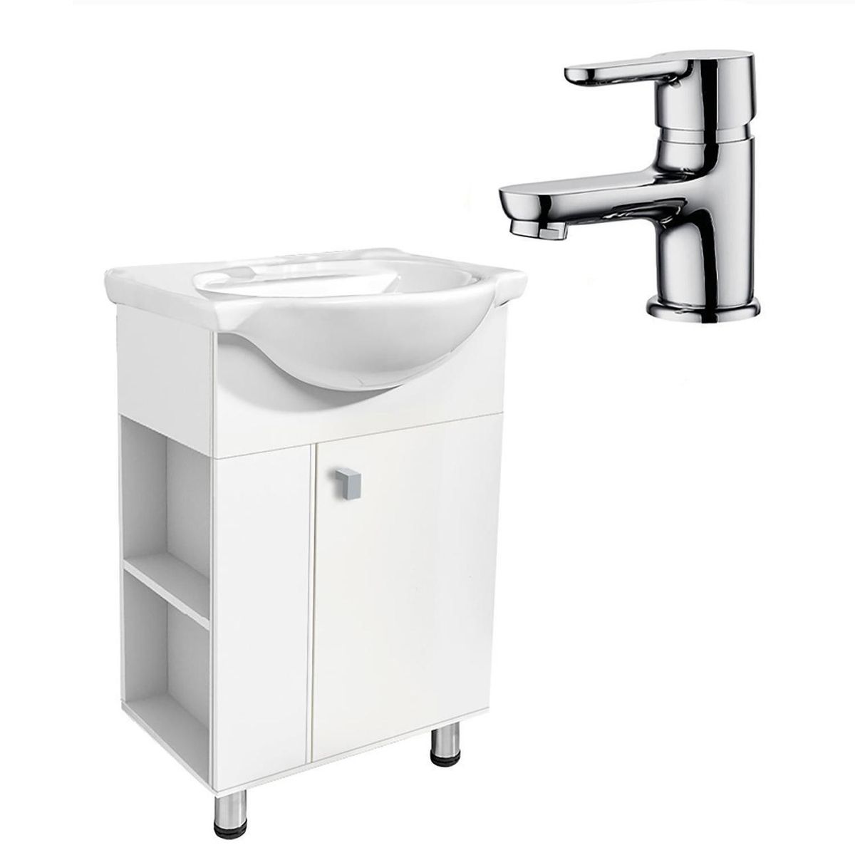 BRIGGS - Combo mueble con repisa Parma bco más griferia malibu