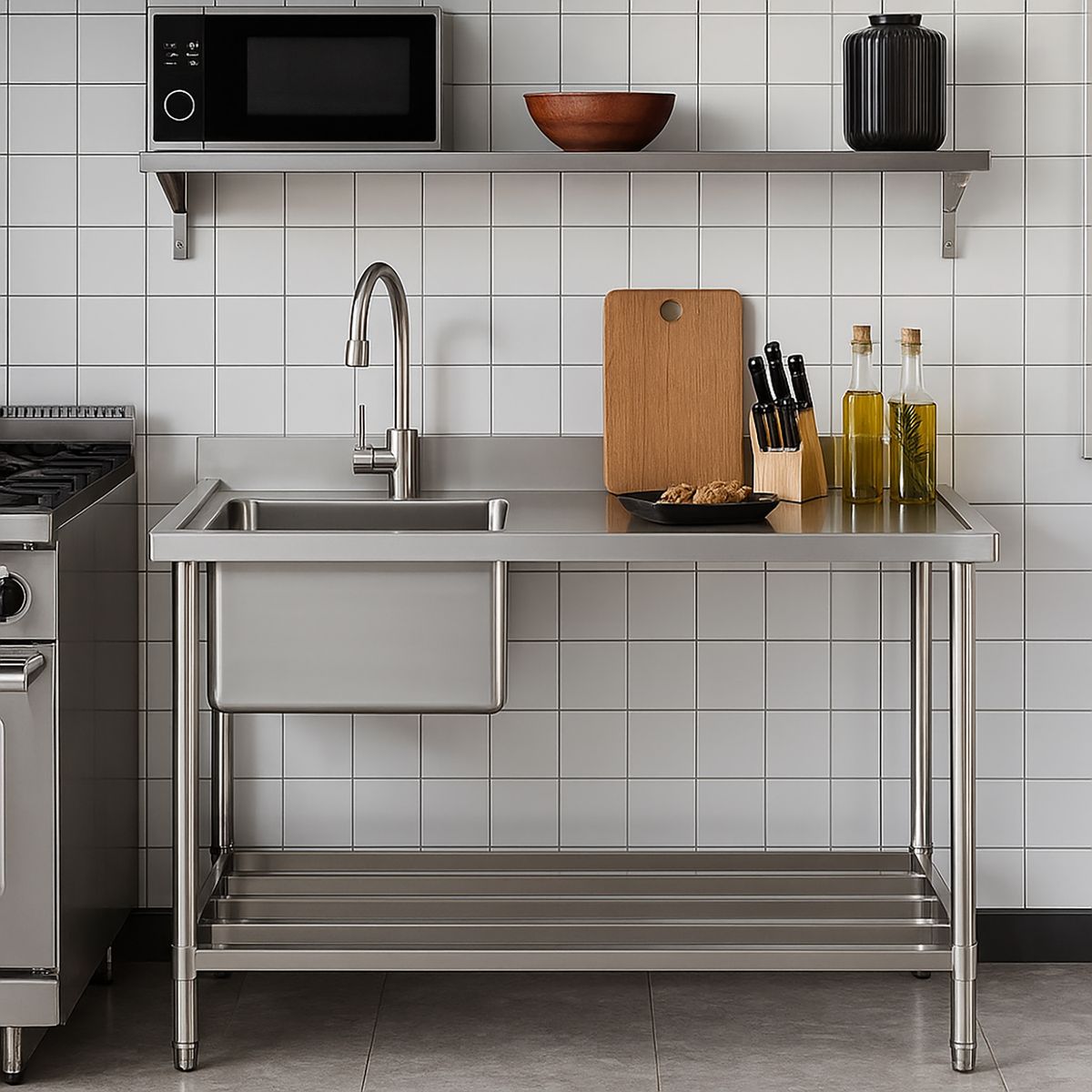 VENTUS - Lavaplatos 1 Cubeta(s) 140x91x60 cm Acero inoxidable