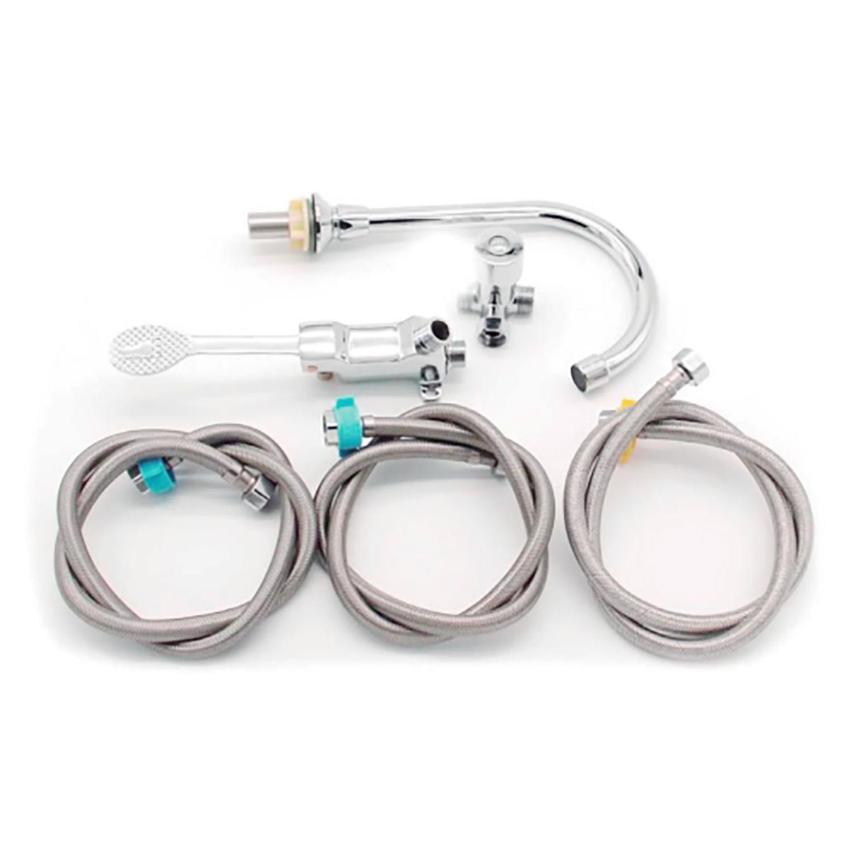 NIBSA - Juego Válvula de Pedal con Mezclador Entrada Agua Fría y Caliente Cromado