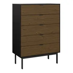 TVILUM - Cómoda 5 Cajón(es) Soma 80x111.3x41.2 cm Negro y madera