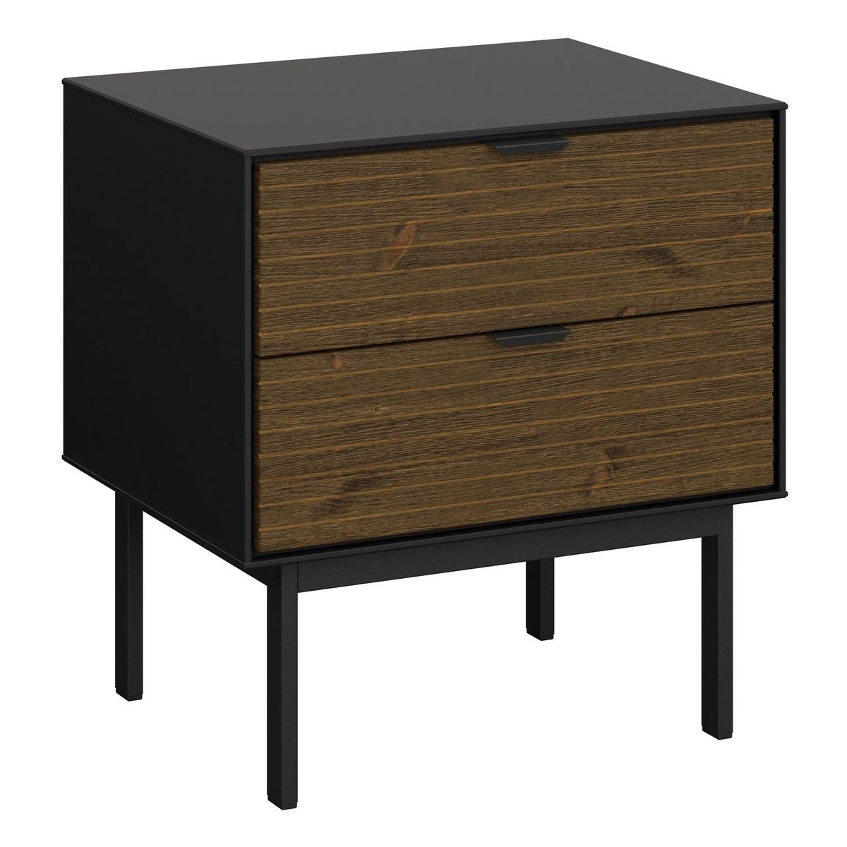 TVILUM - Velador 2 Cajón(es) Soma 50.8x54.3x41.2 cm Negro con madera