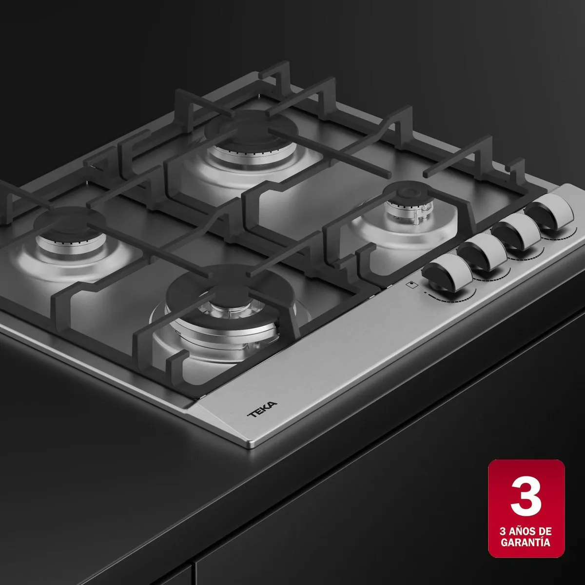 TEKA - Encimera Gas Licuado 4 Platos Plateado GSC-64320 SBA IX
