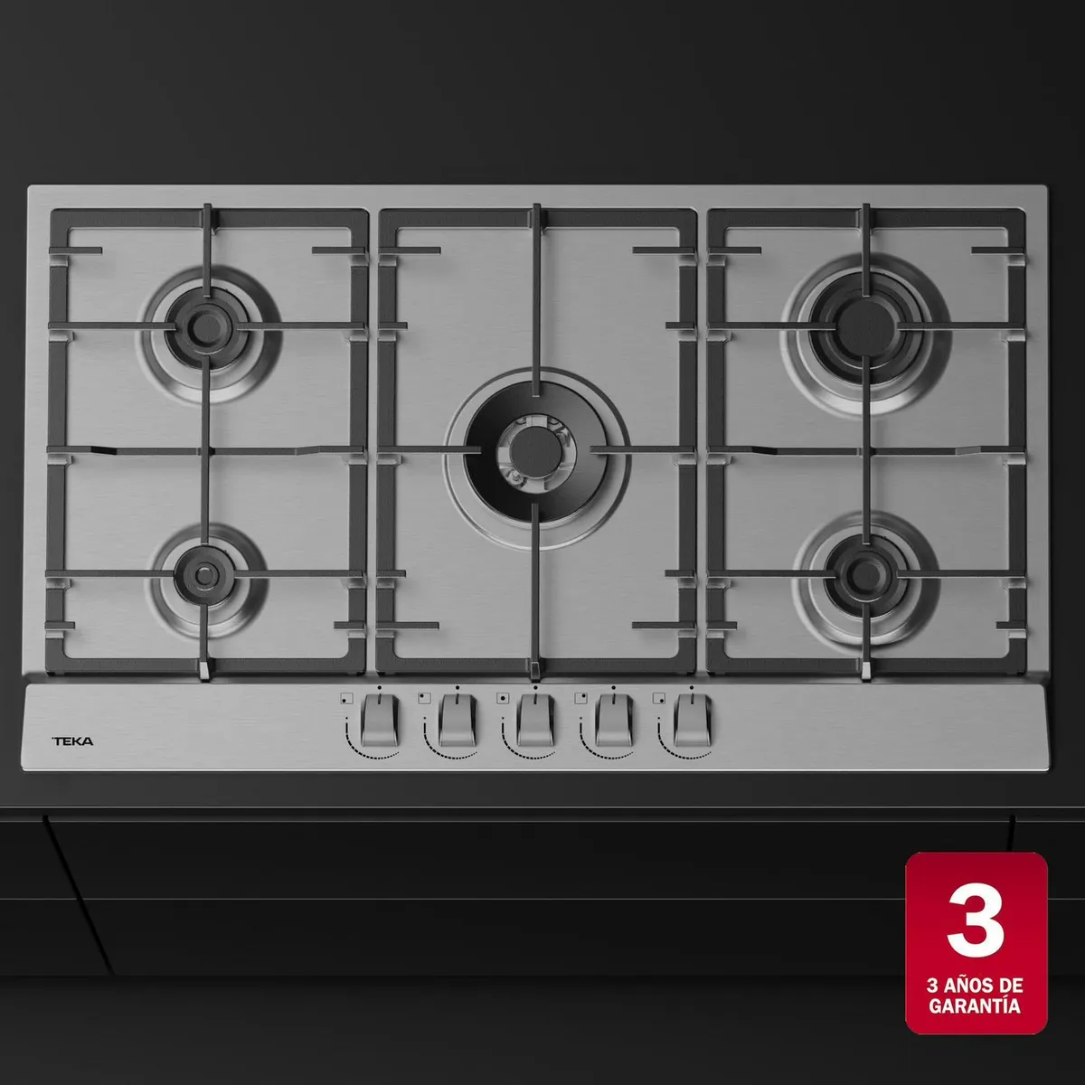 TEKA - Encimera Gas Licuado 5 Platos Plateado GSC-95330 SBA IX