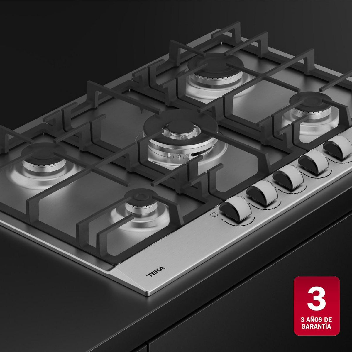 TEKA - Encimera Gas Licuado 5 Platos Plateado GSC-75330 SBA IX
