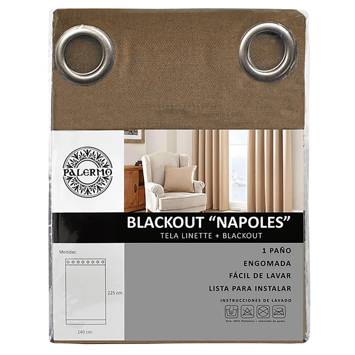PALERMO - Cortina lino black out Nápoles 003 anilla