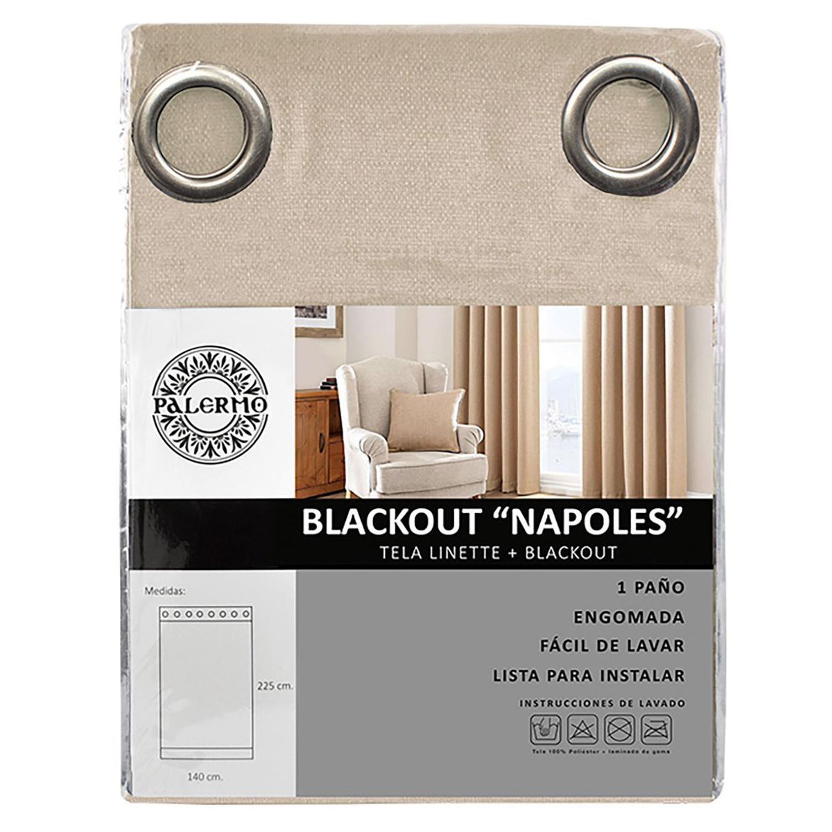 PALERMO - Cortina lino black out Nápoles 003 anilla
