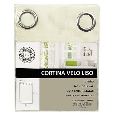 Cortina velo liso marfil anilla