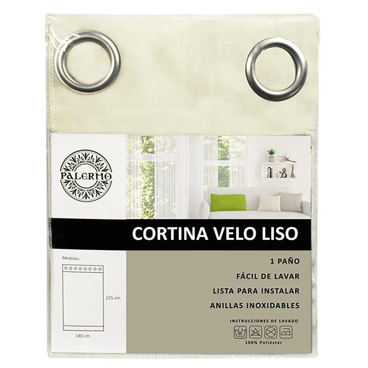 PALERMO - Cortina velo liso marfil anilla