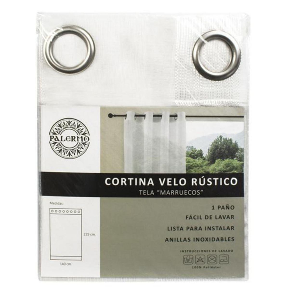 PALERMO - Cortina De anillo superior 140x225 cm Blanco