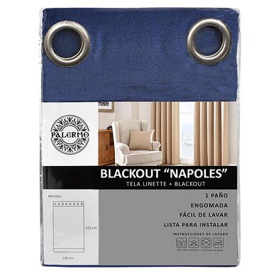 Cortina Lino Npoles Blackout 140x225 cm Azul