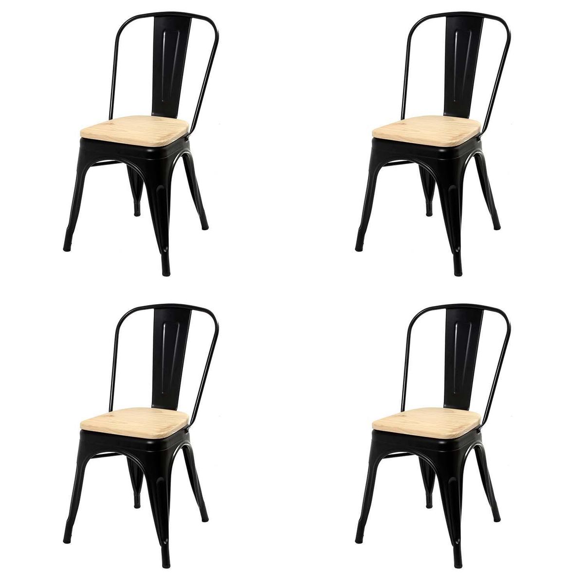 DE PIES A CABEZA - Pack 4 Sillas Tolix Negro 84x47x44 cm