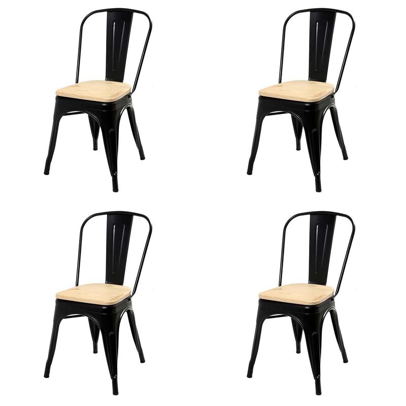 DE PIES A CABEZA - Pack 4 Sillas Tolix Negro 84x47x44 cm