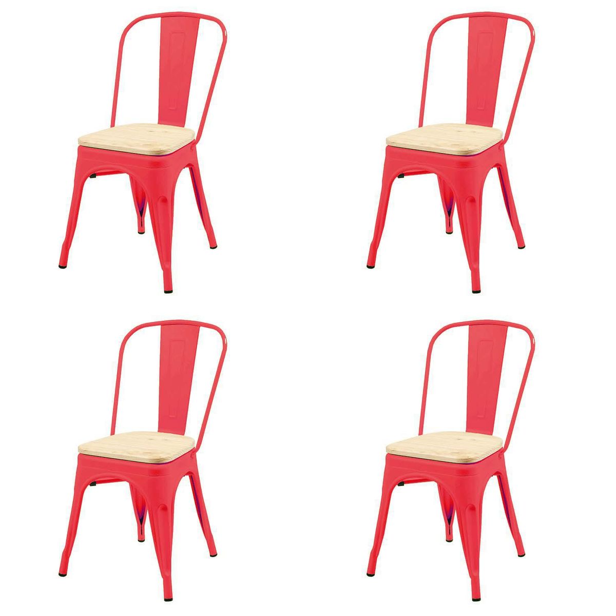 DE PIES A CABEZA - Pack 4 Sillas Tolix Rojo 86x46x35 cm