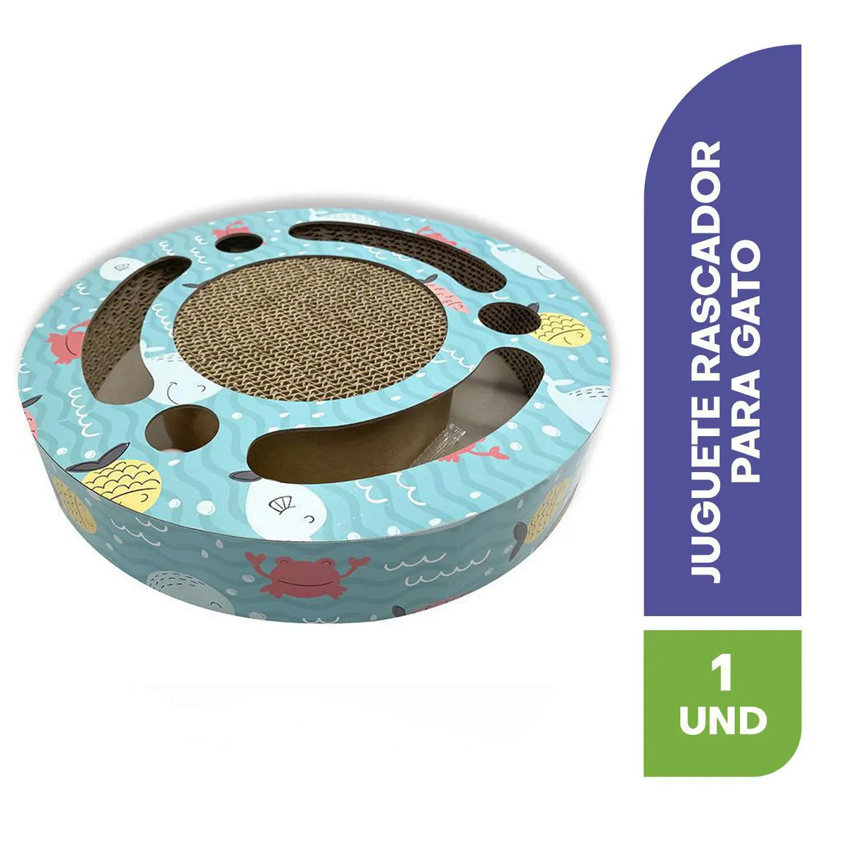 PETIZOOS - Juguete para gato con base de cartón+pelotas colores sonoras