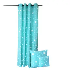 MASEL - Juego Cortinas + Cojínes Infantiles Estrellas Jade