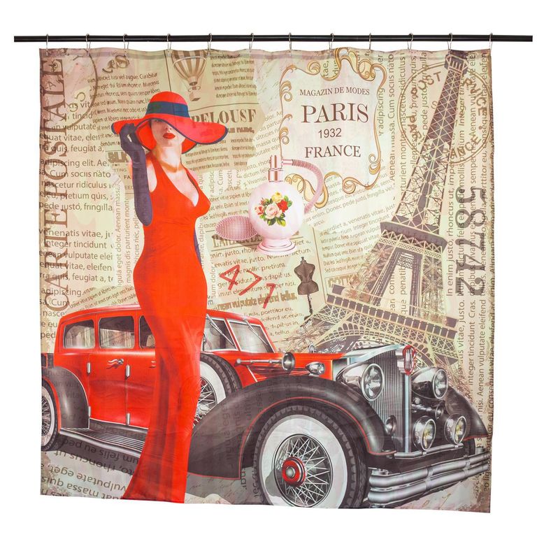 Set Cortina Baño Paris Rouge 180x180 cm