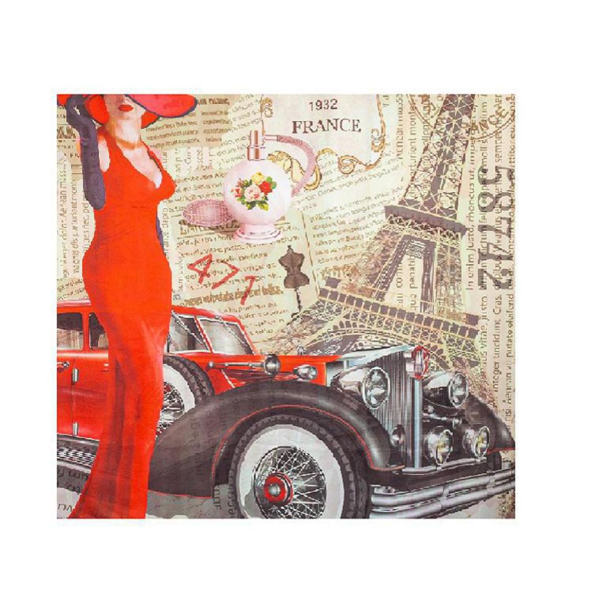 MASEL - Set Cortina Baño Paris Rouge 180x180 cm