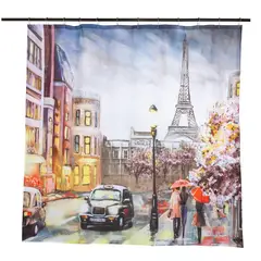 MASEL - Set Cortina Baño Paris Taxi 180x180 cm