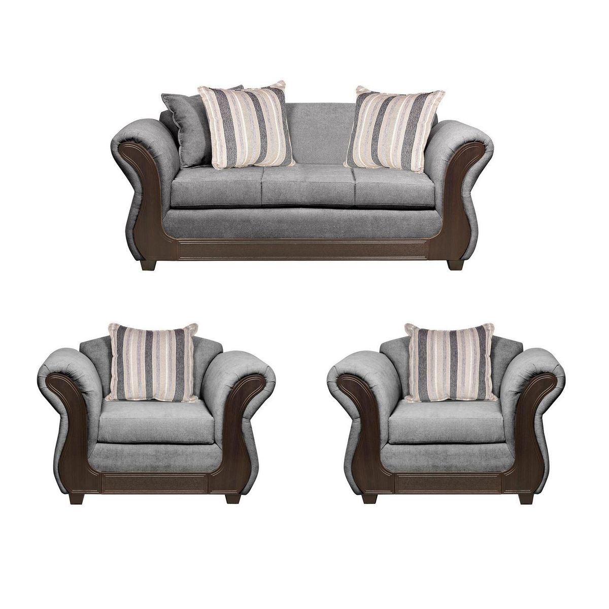 INTERMUEBLES - Living 4 cuerpos Palermo 86x90x192 cm Gris