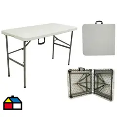 PERFECT SEAT - Mesa Plegable Tipo Maleta Rectangular 60x74x122 Blanco