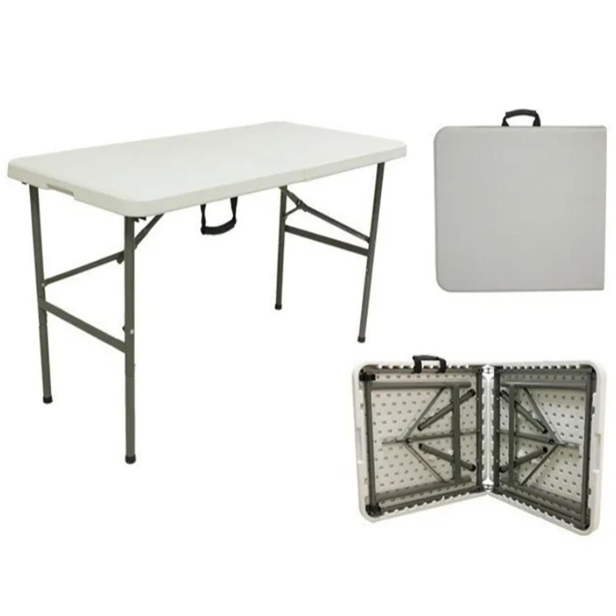 PERFECT SEAT - Mesa Plegable Tipo Maleta Rectangular 60x74x122 Blanco