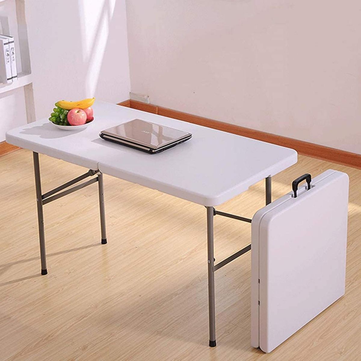 PERFECT SEAT - Mesa Plegable Tipo Maleta Rectangular 60x74x122 Blanco