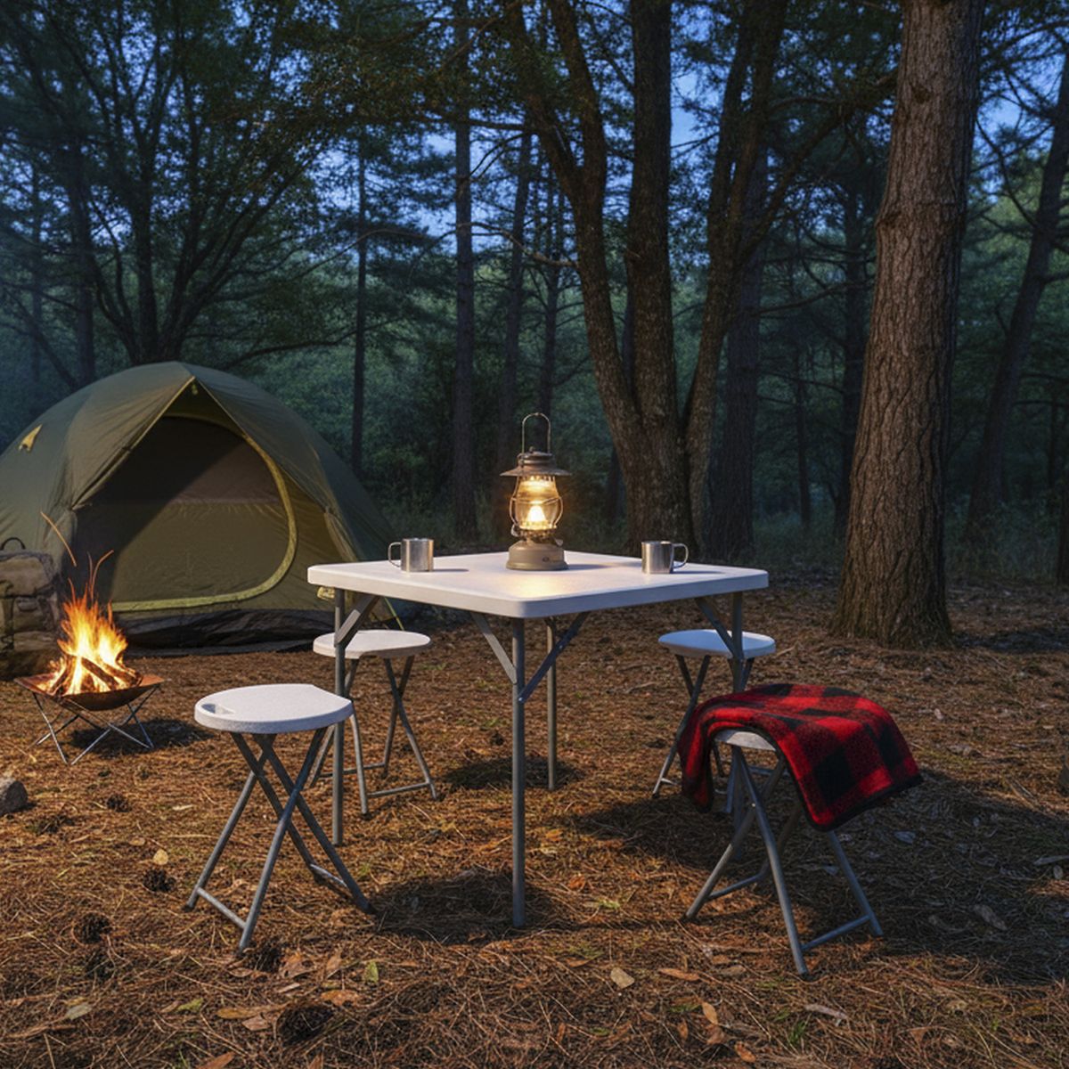 PERFECT SEAT - Set camping mesa maleta 86 cm + 4 pisos plegables