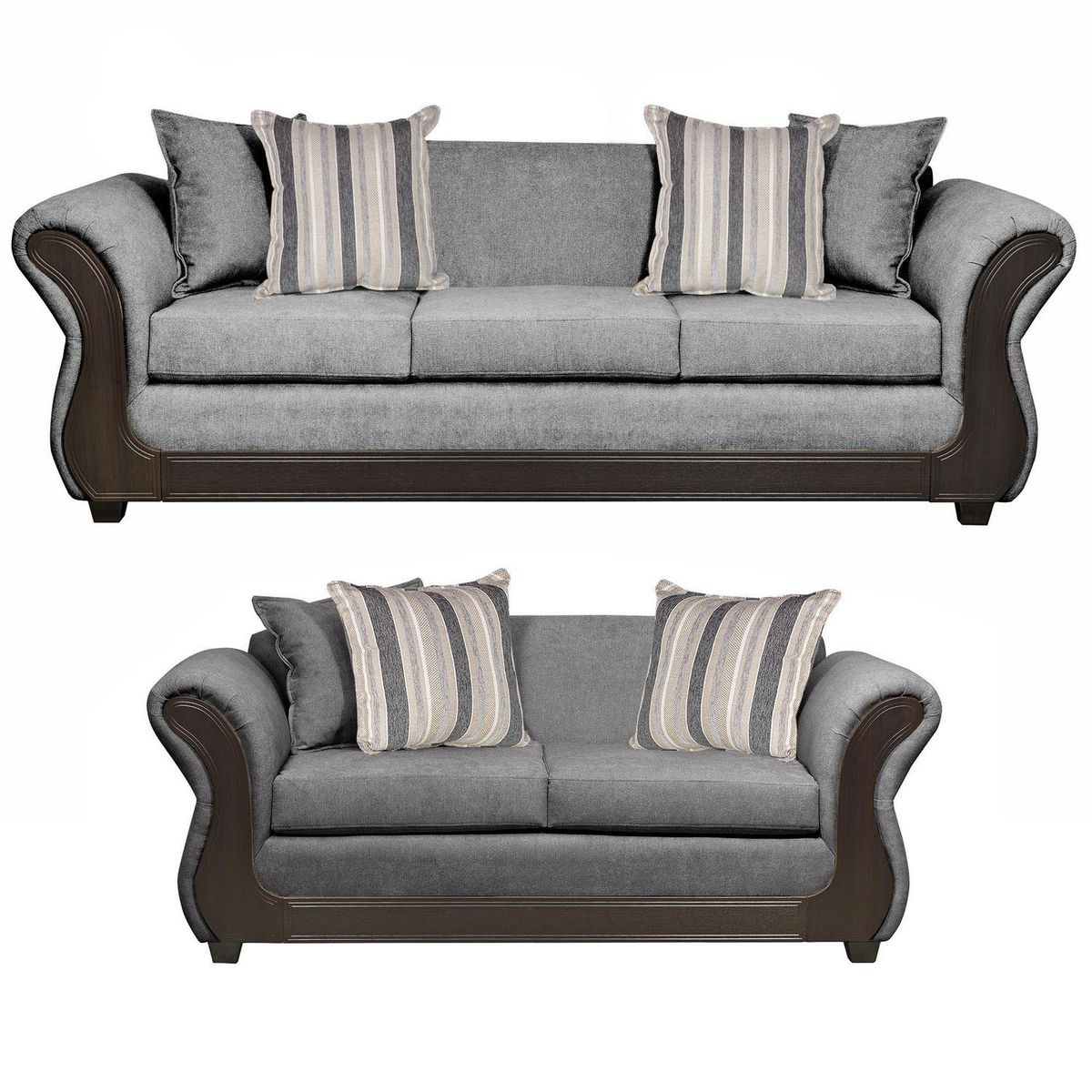 INTERMUEBLES - Living 3 cuerpos Palermo 86x90x238 cm Gris