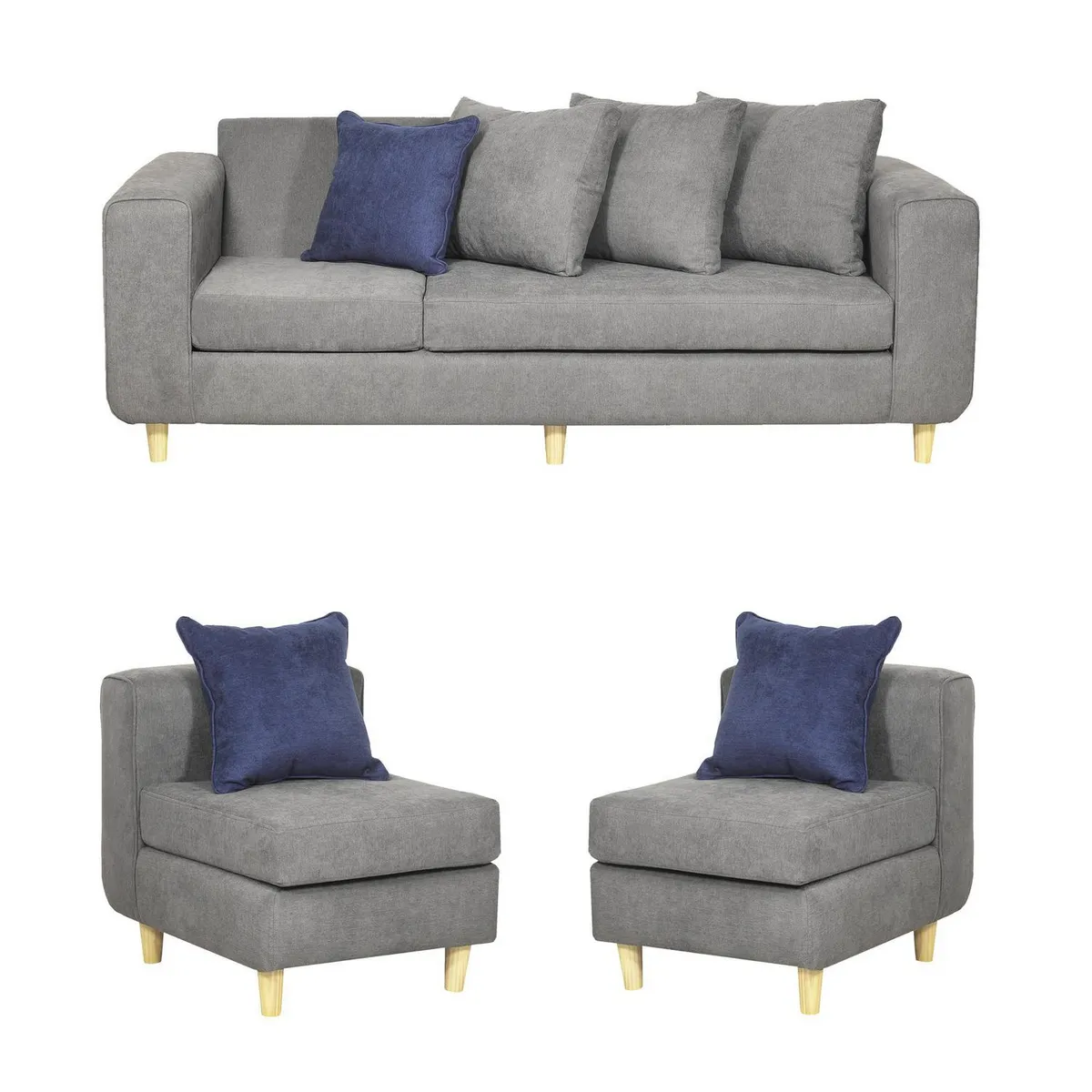 INTERMUEBLES - Living 3 cuerpos Eagle 81x89x222 cm Gris