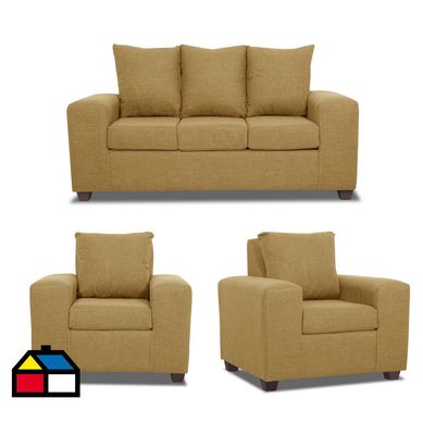 Living Kahlo Sof 167 + 2 Butacas Tela Oro