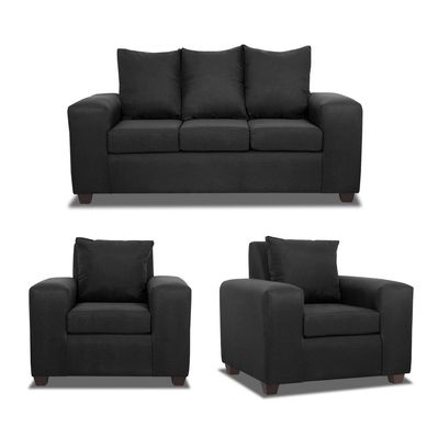 Living Kahlo Sof 167 + 2 Butacas Tela Negro