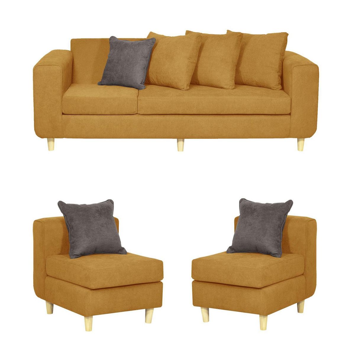 INTERMUEBLES - Living 5 cuerpos Eagle 81x89x222 cm Amarillo
