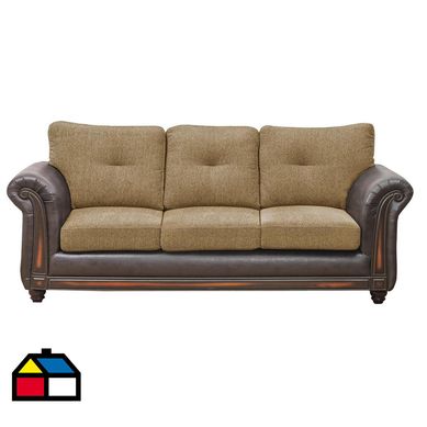 Sof Burgos 3 cuerpos tela pu beige ashley