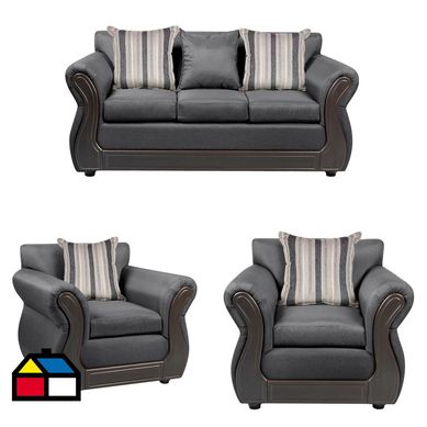 Living Montecarlo 3.1.1 tela gris oscuro tap choco