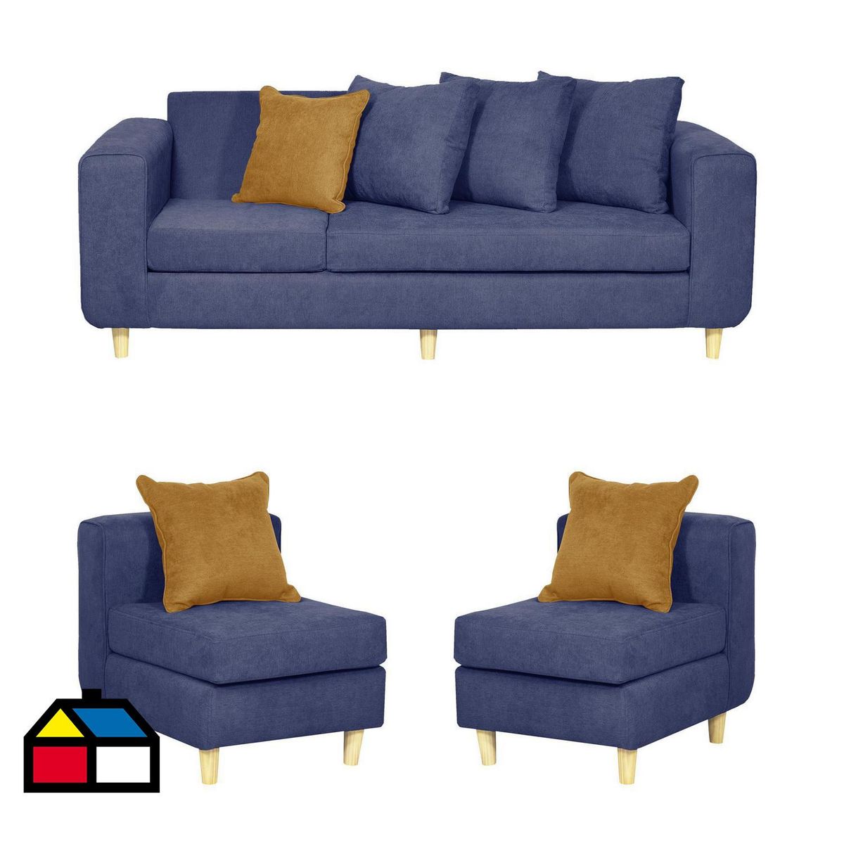 INTERMUEBLES - Living 5 cuerpos Eagle 81x89x222 cm Azul