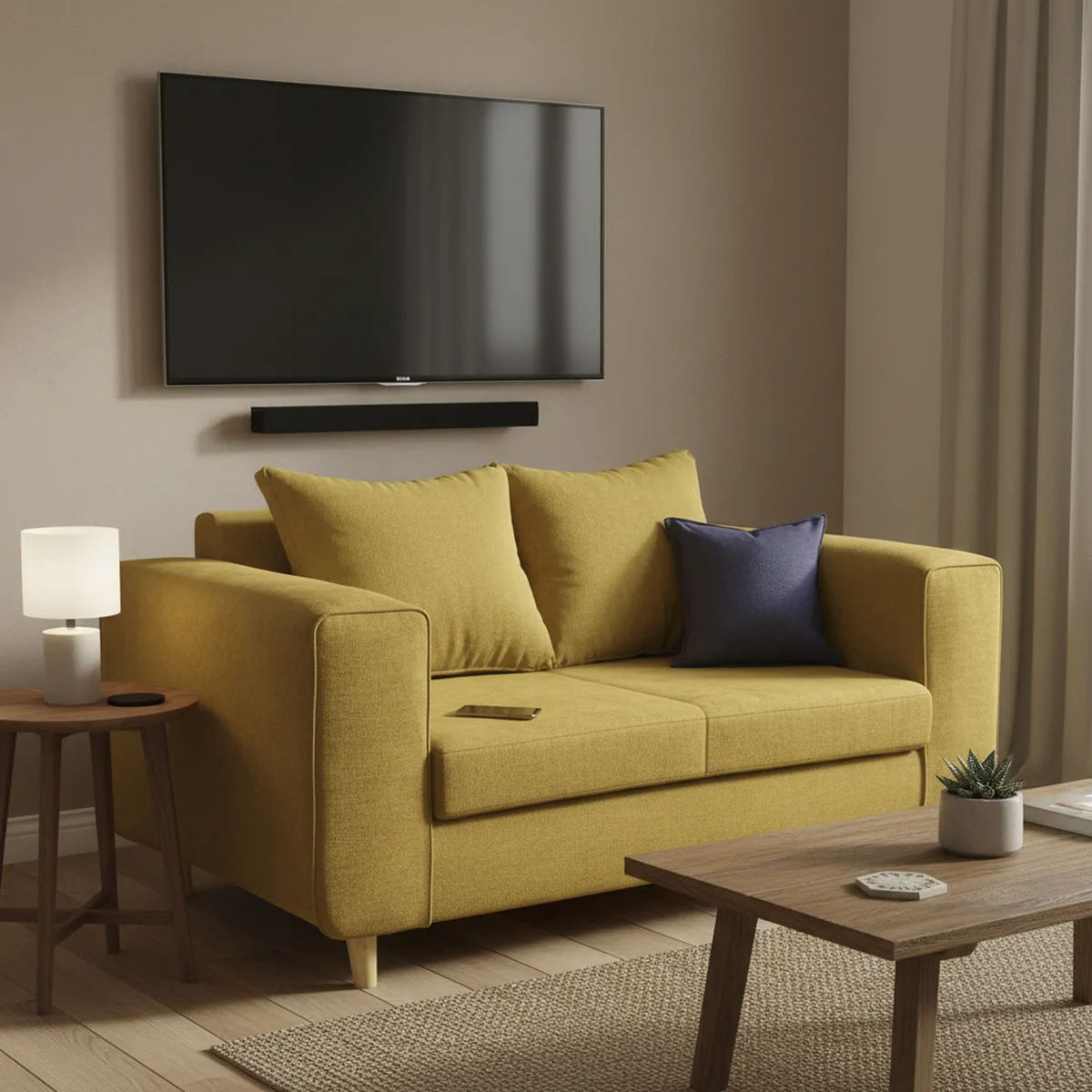 INTERMUEBLES - Sofá 2 cuerpos Eagle 81x89x165 cm Amarillo