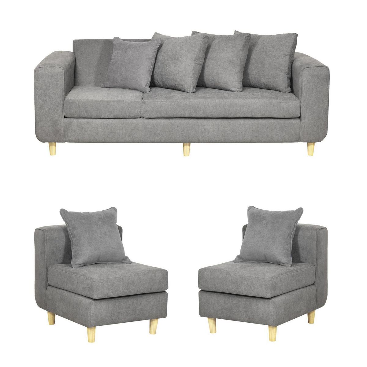 INTERMUEBLES - Living 5 cuerpos Eagle 81x89x222 cm Gris