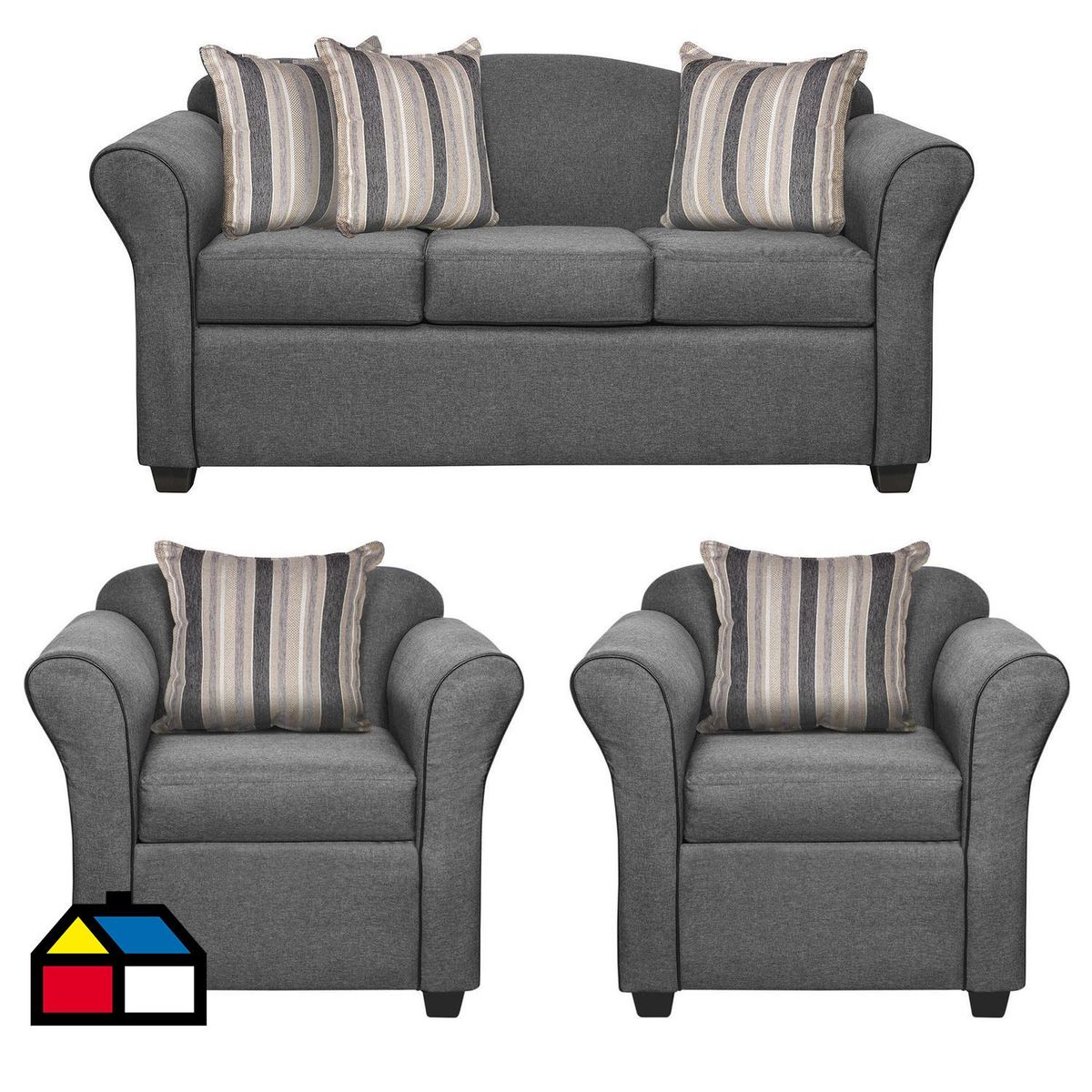 INTERMUEBLES - Living 5 cuerpos Ducal 82x79x165 cm Gris Oscuro