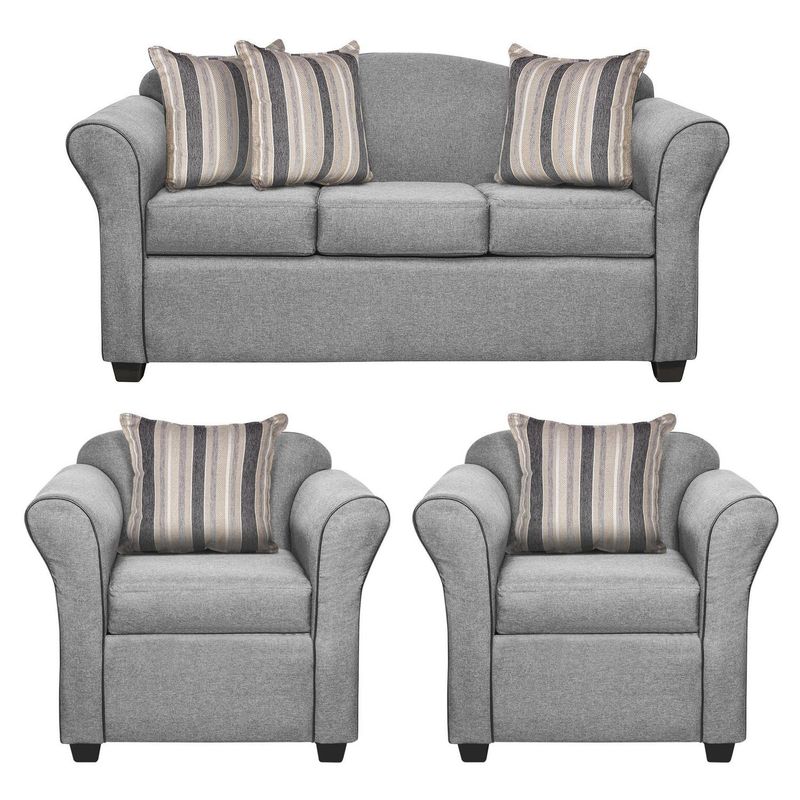 INNOVAMUEBLES - Living 3 cuerpos Ducal 82x79x165 cm Gris Claro