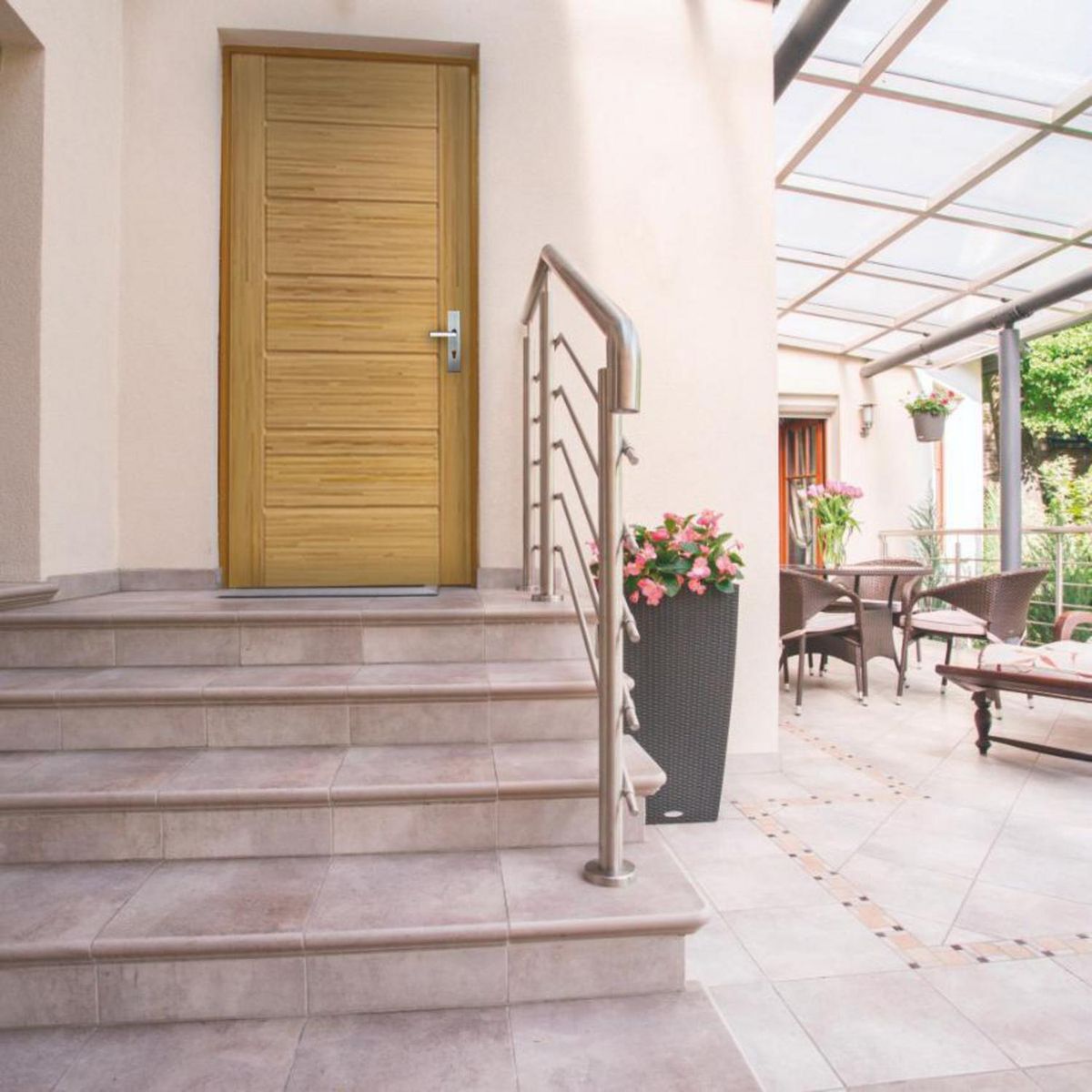 DIMFER - Puerta Exterior  80x200 cm Bambu Atlanta Café