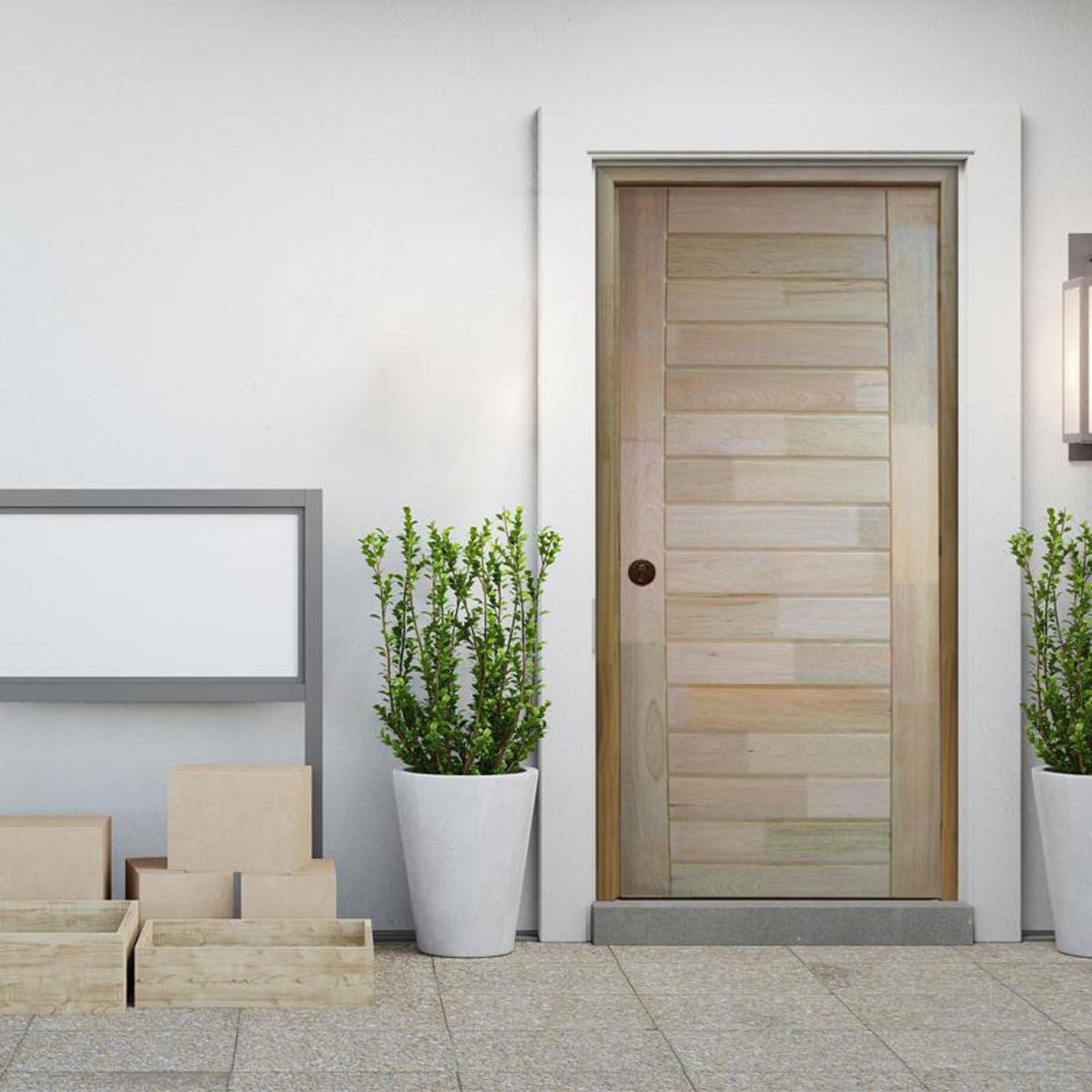 DIMFER - Puerta Exterior Madera Nativa Tornillo Caspi Dubai