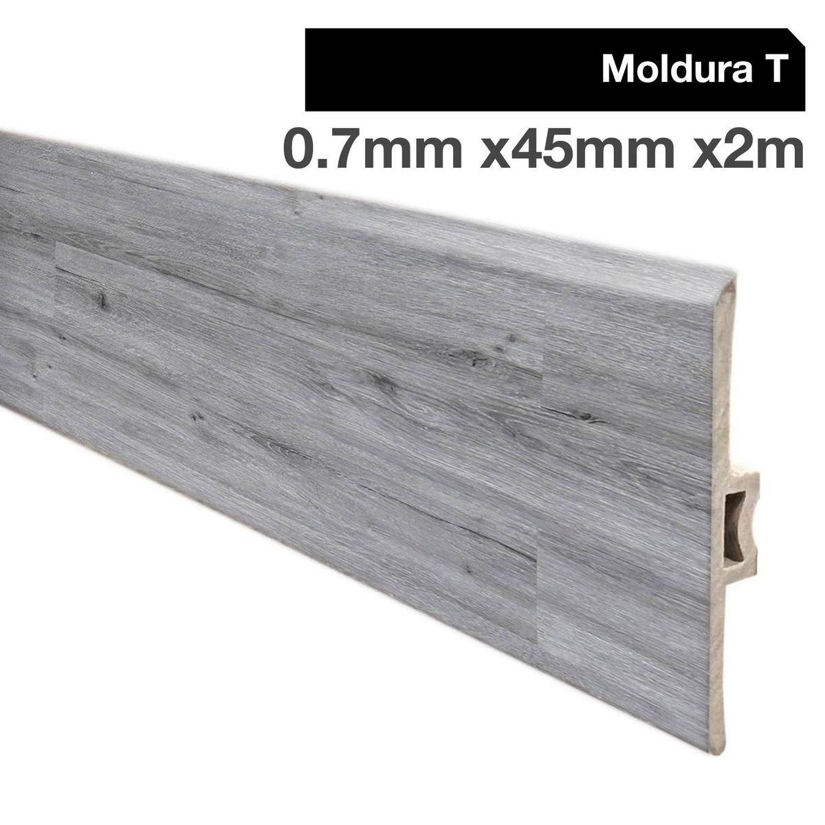 HOGA - Moldura T PVC 2mt x 46mm Color Gris Londres.