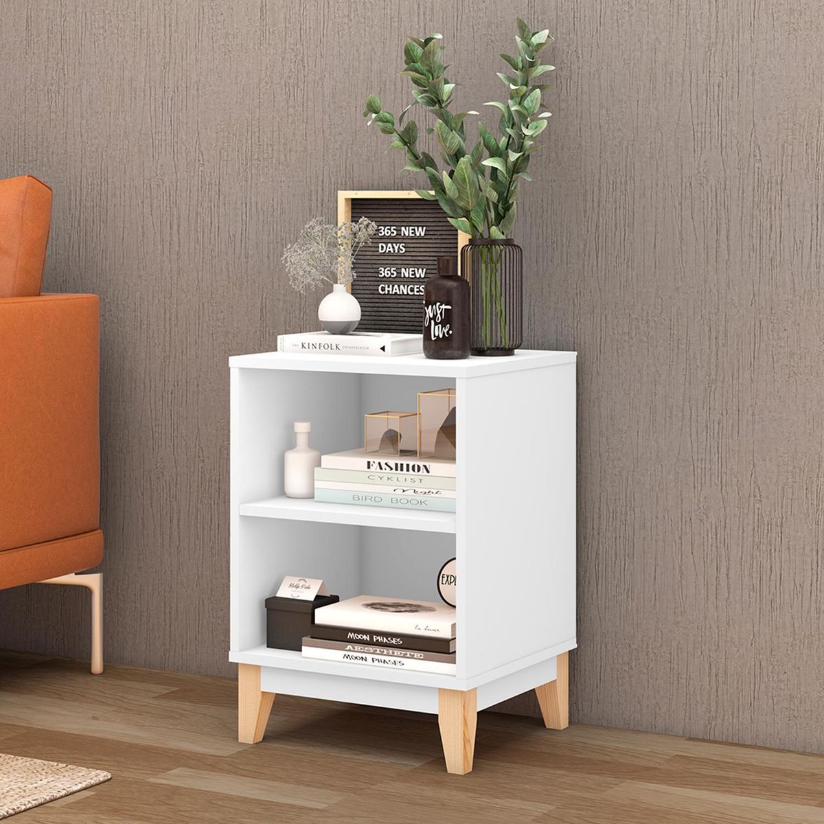 HOGA - Velador 1 Cajón(es) Dominga 40x57x35 cm Blanco