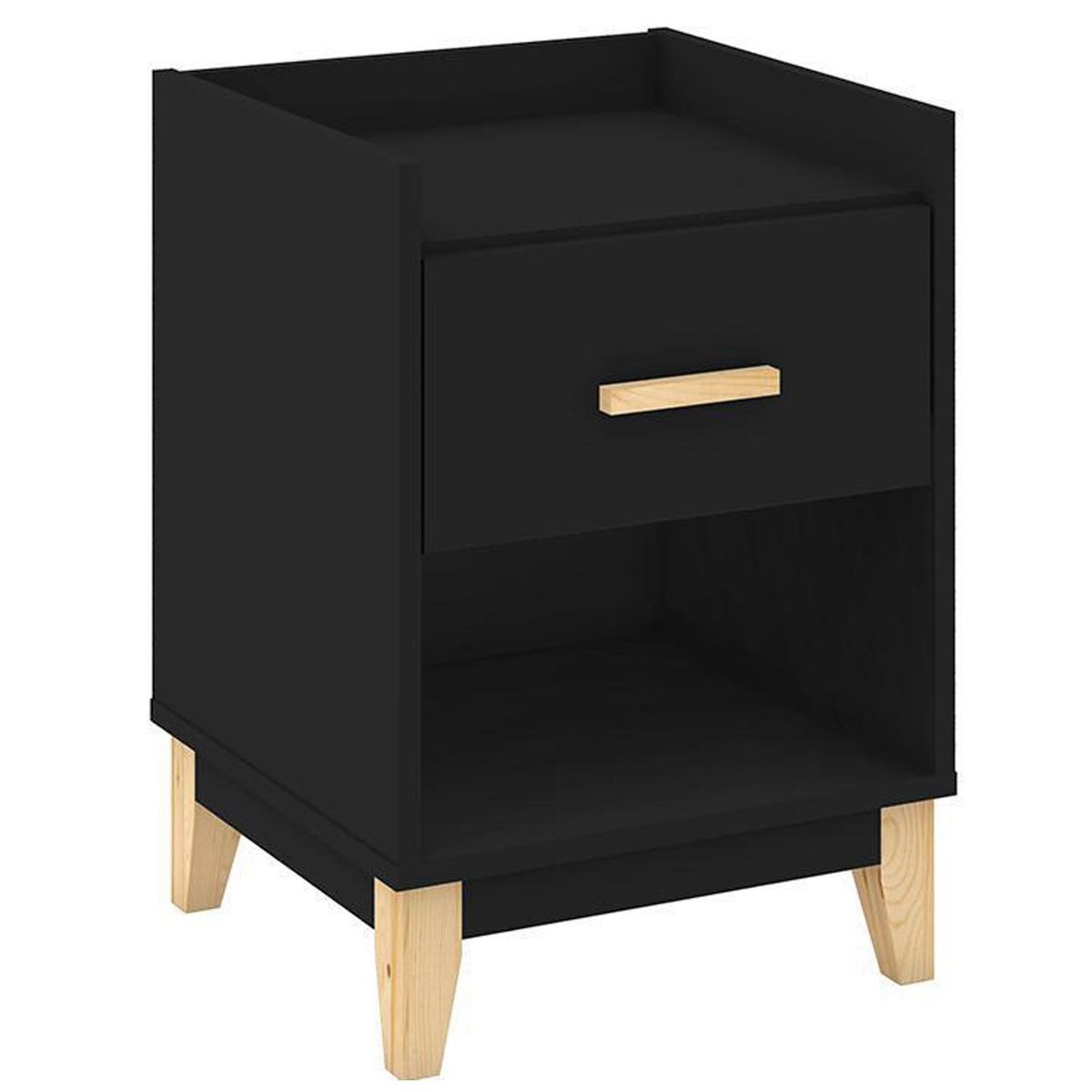 HOGA - Velador 1 Cajón(es) Pascale 40x56x39 cm Negro