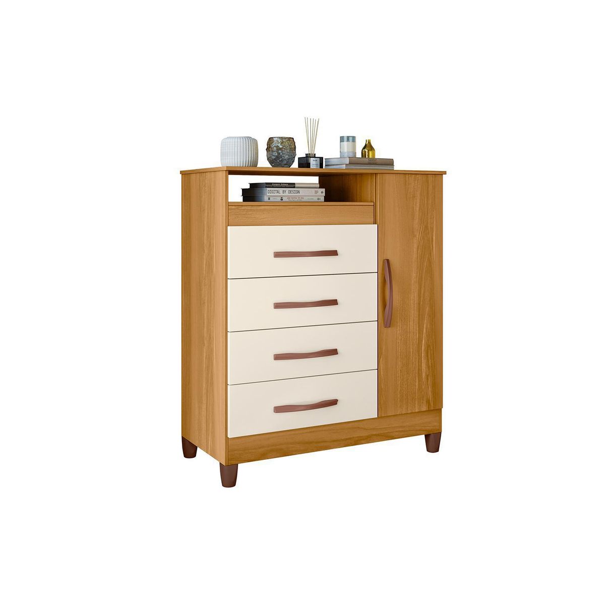 HOGA - Cómoda 1 Puerta 4 Cajón(es) Turquesa 84x99x40 cm Blanco Invierno