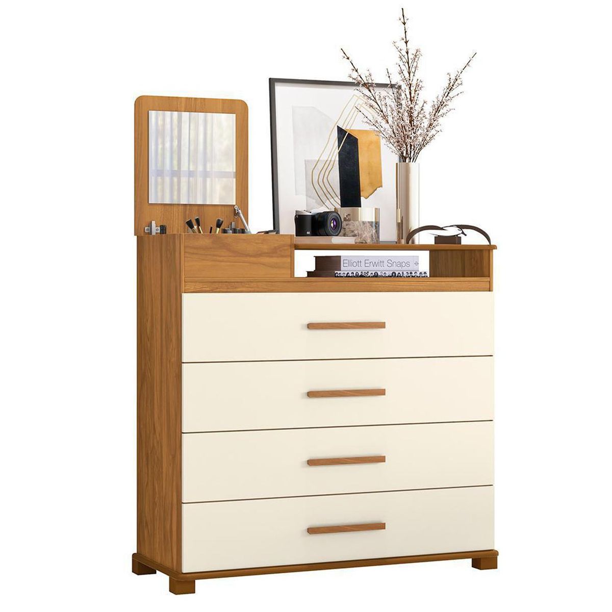 HOGA - Cómoda 4 Cajón(es) Munique 107x109x45 cm Blanco Invierno