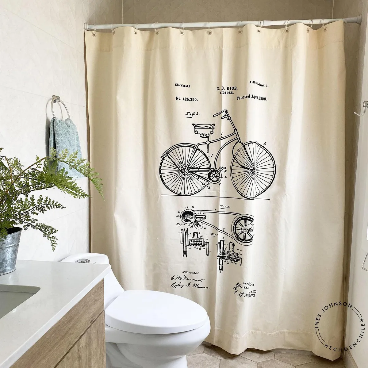 INES JOHNSON - Cortina de baño bici 180x180 cm