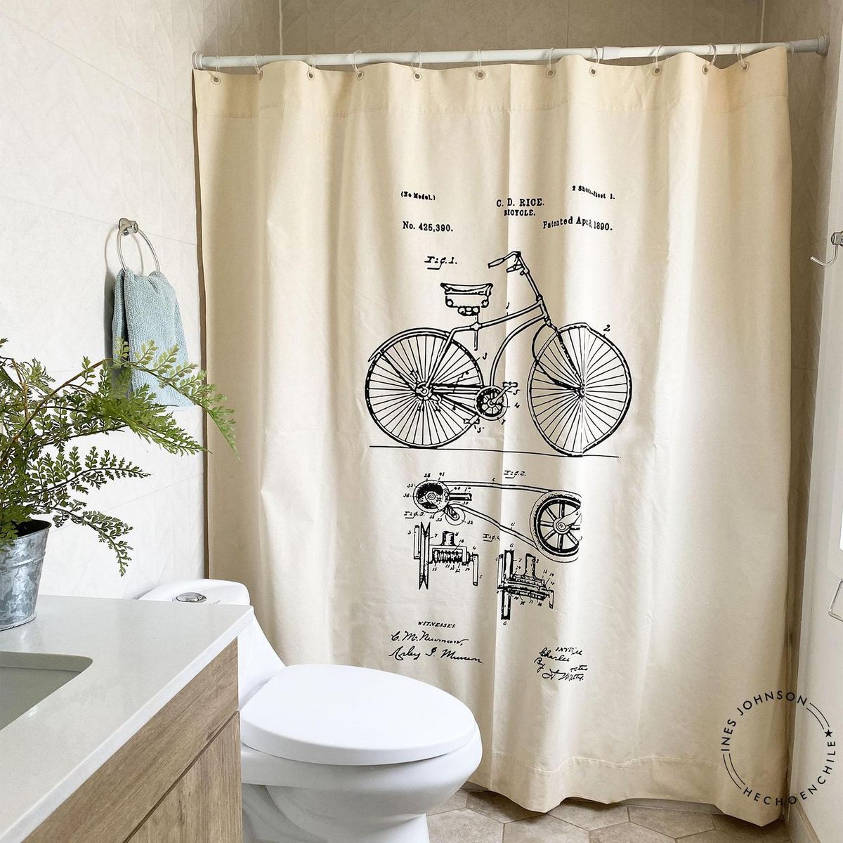 INES JOHNSON - Cortina de baño bici 180x180 cm