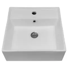 DOMSA - Lavamanos Sobrepuesto Forma Rectangular Loza 42x15x41 cm Blanco